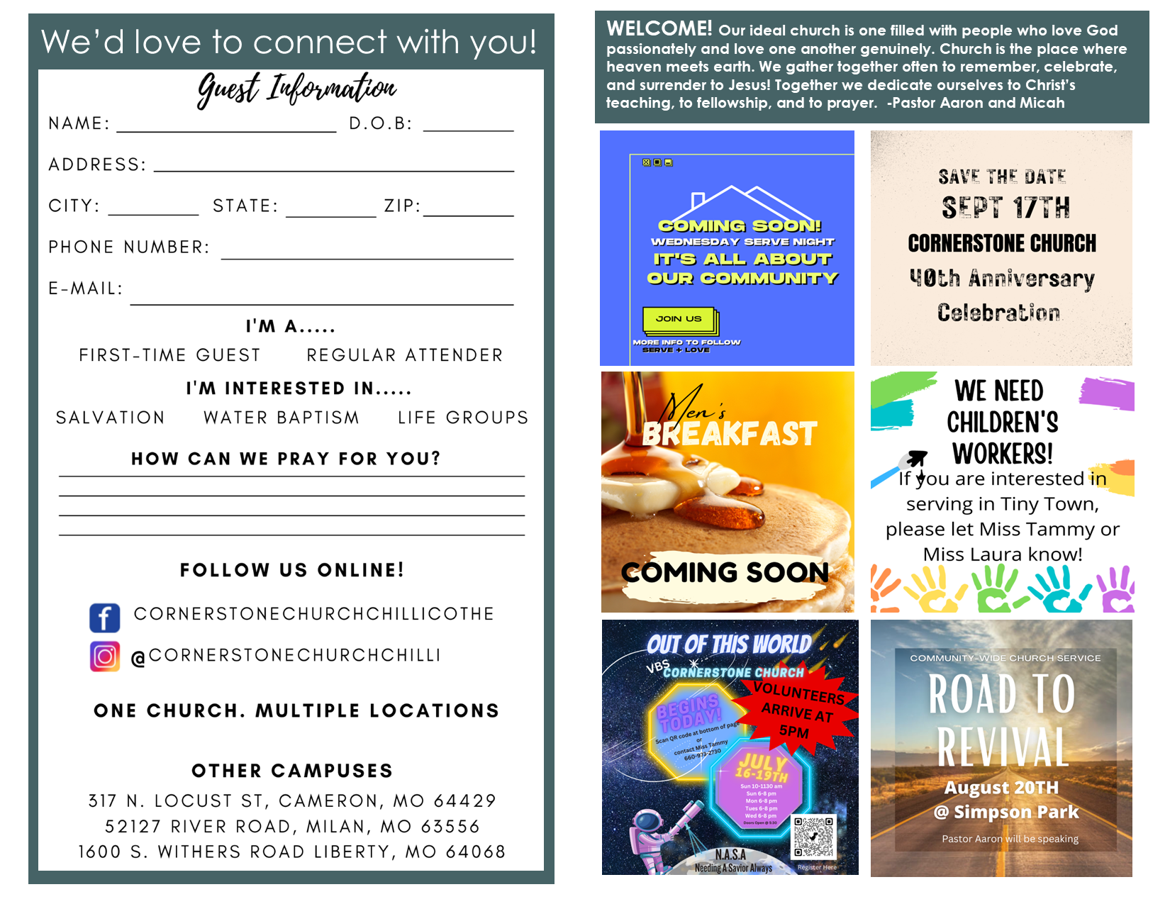 Chillicothe Bulletin Cornerstone Church